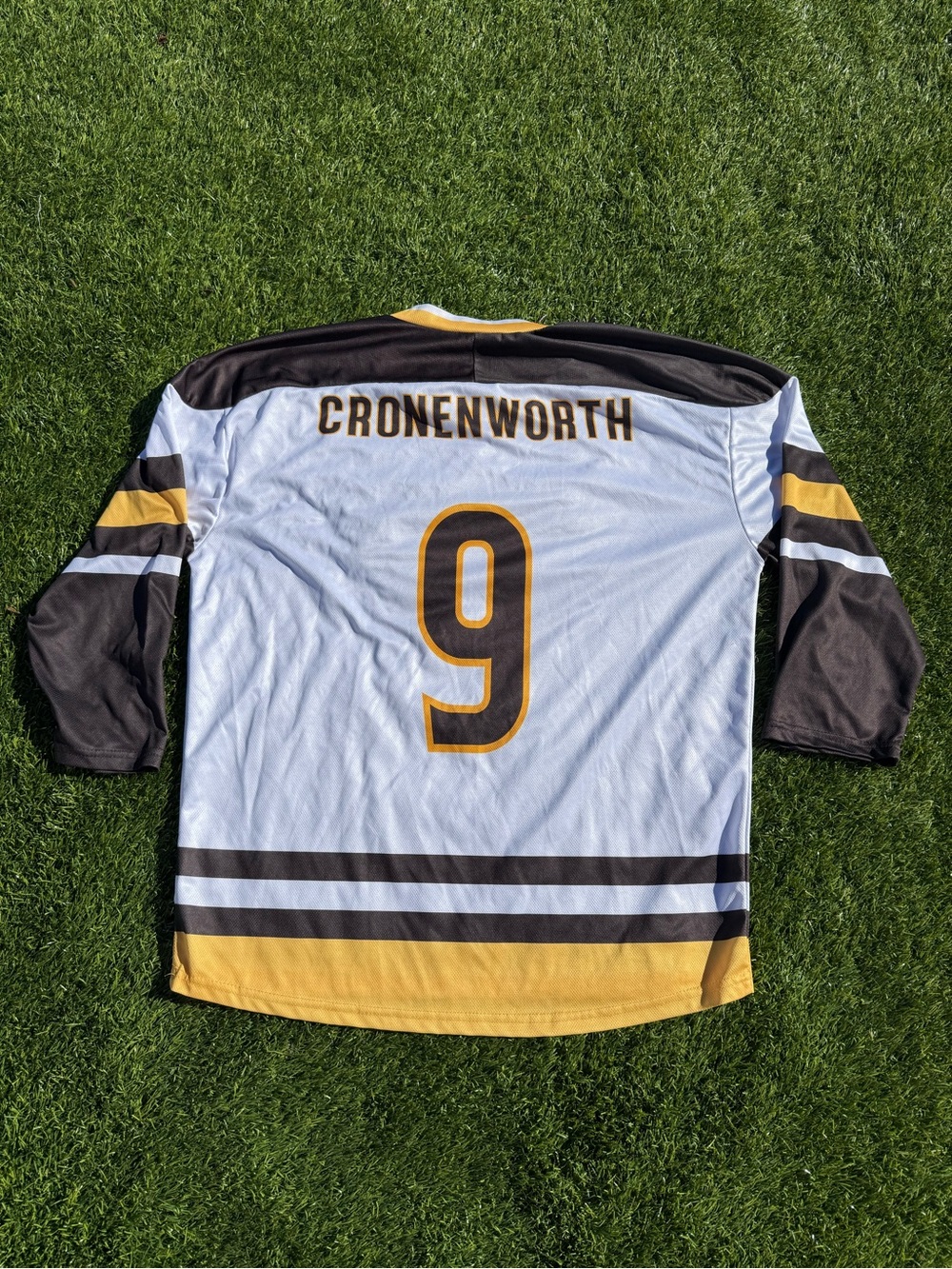 San Diego Padres Hockey-Style Cronenworth Jersey in White, Brown & Gold Size M - Picture 2 of 4